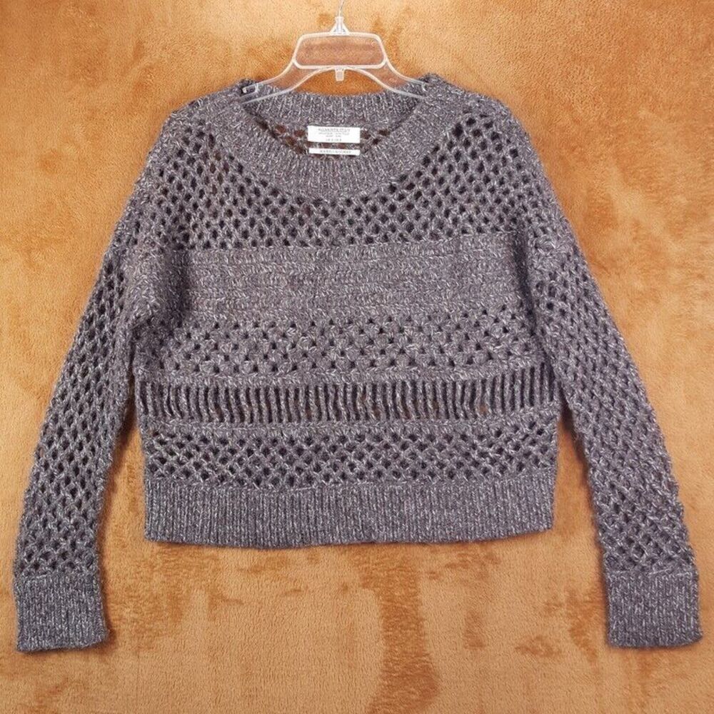 ALLSAINTS Sweater Womens Size 4 Brown Pullover Crochet Knit Wool Alpaca LENZY